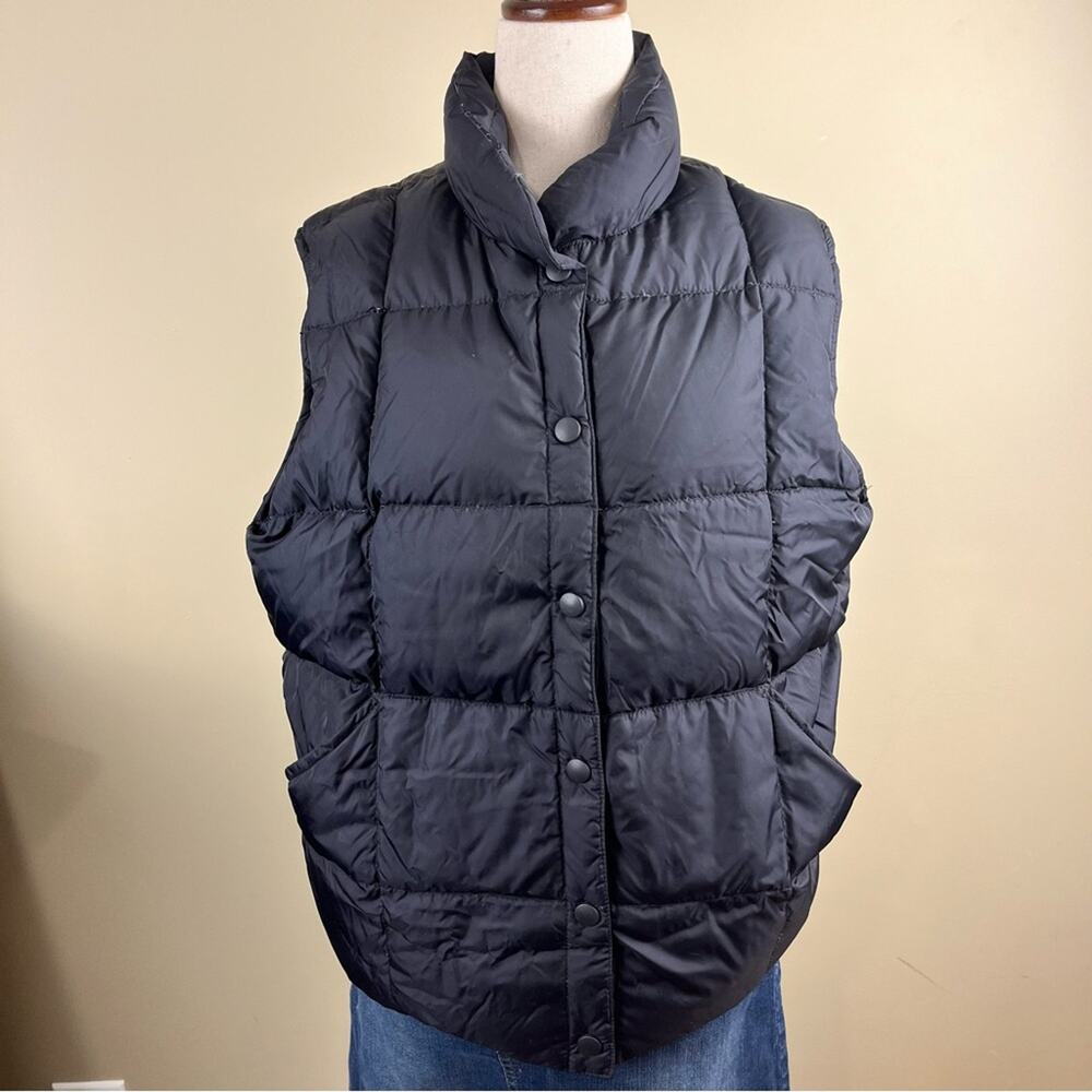 Lands' End Black Down Vest Goose Down Puffer Pockets Women’s Size Medium